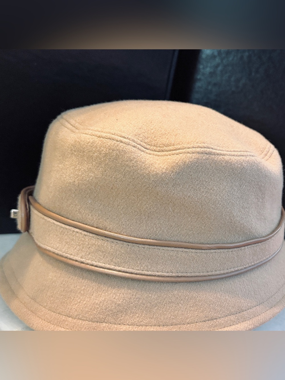 Coach Wool Bucket Hat in Camel with Decorative Turn Lock Band - Picture 9 of 9